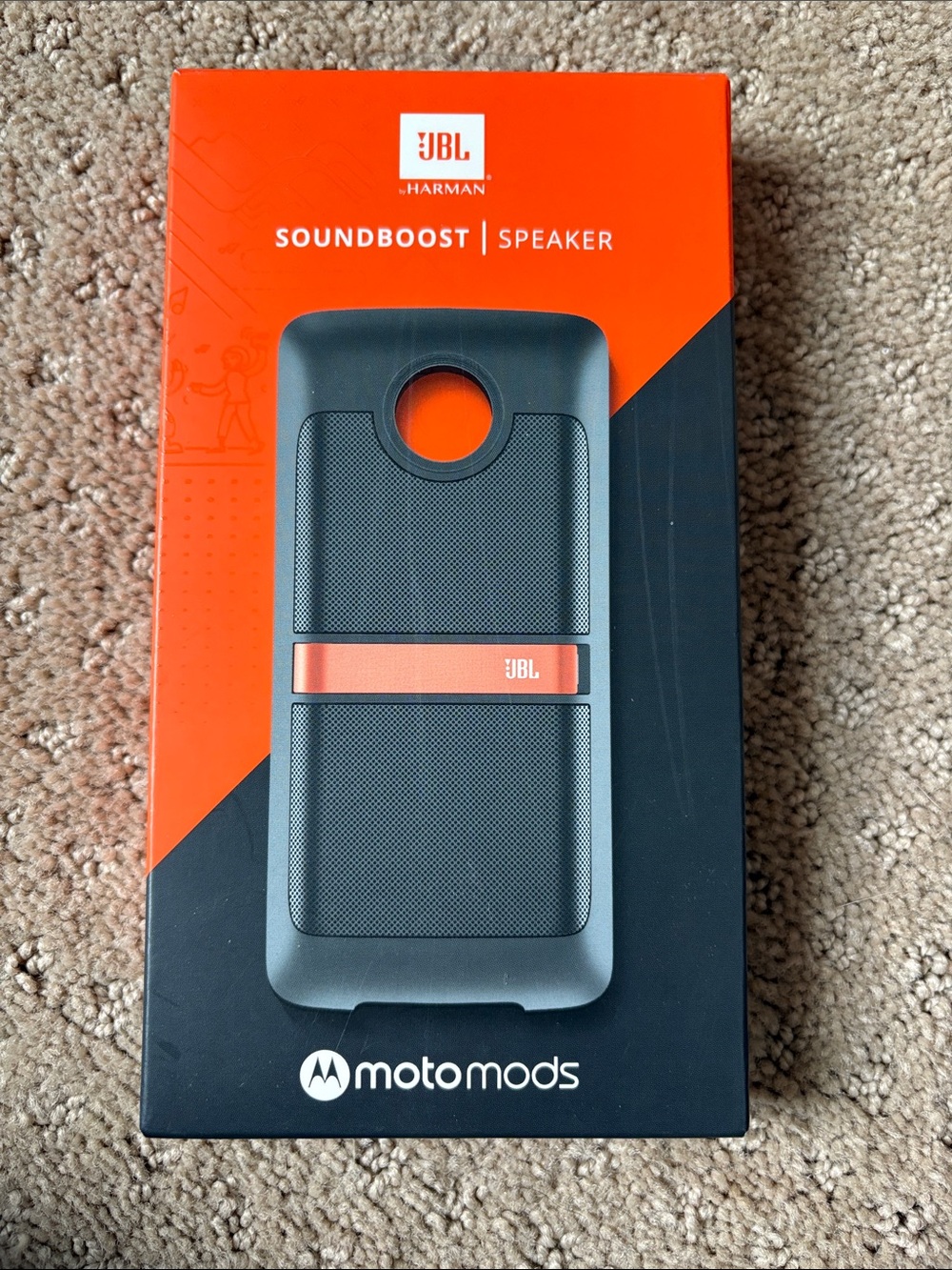 JBL SoundBoost Speaker Mod — Black with Orange Accent